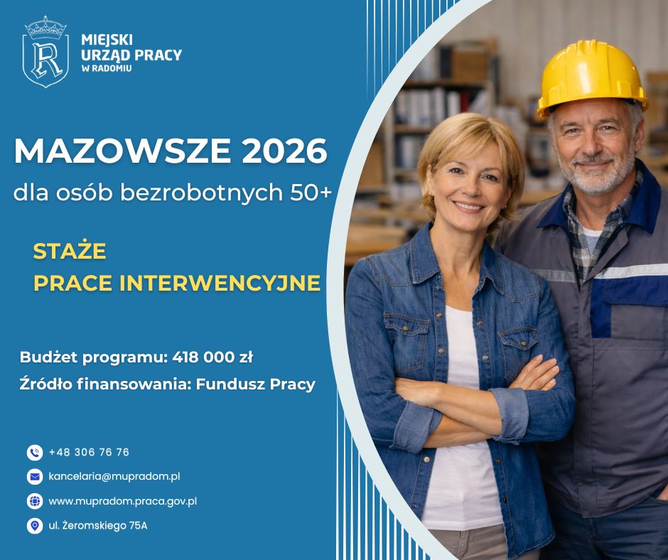 Zdjęcie artykułu MAZOWSZE 2026 – bezrobotni powyżej 50 roku życia